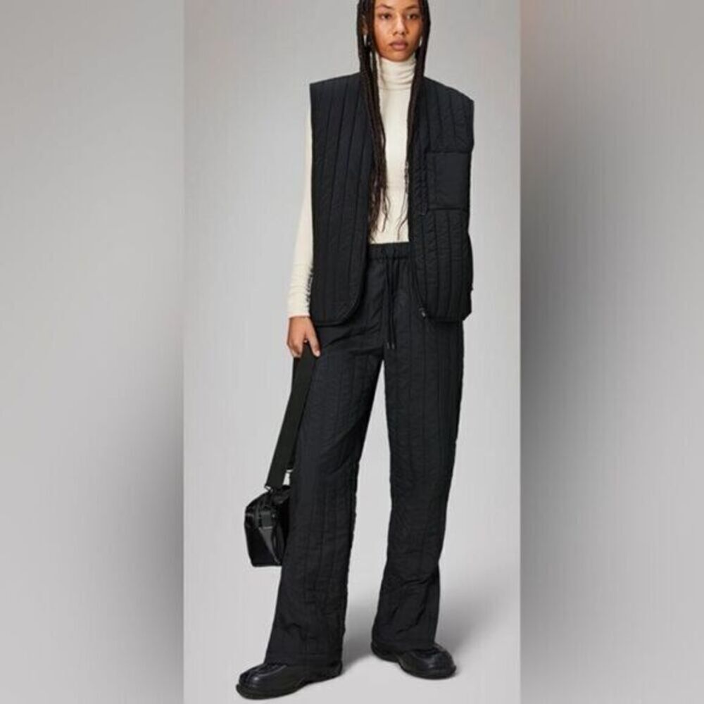 NWT RAINS Women’s Woven Black Full Zip Vest - Size XL